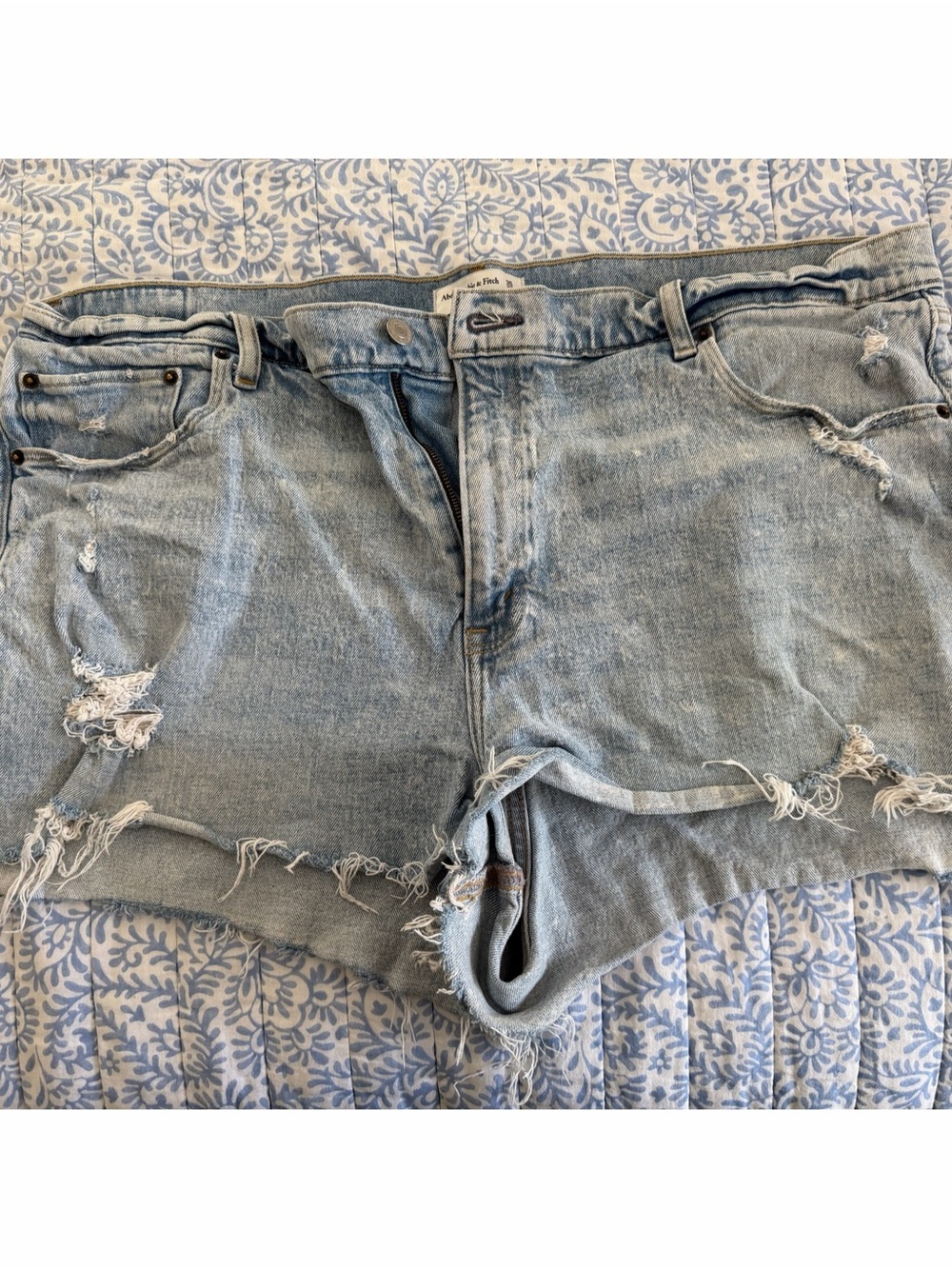 Abercrombie & Fitch Light Blue Distressed Denim Cutoff Shorts
